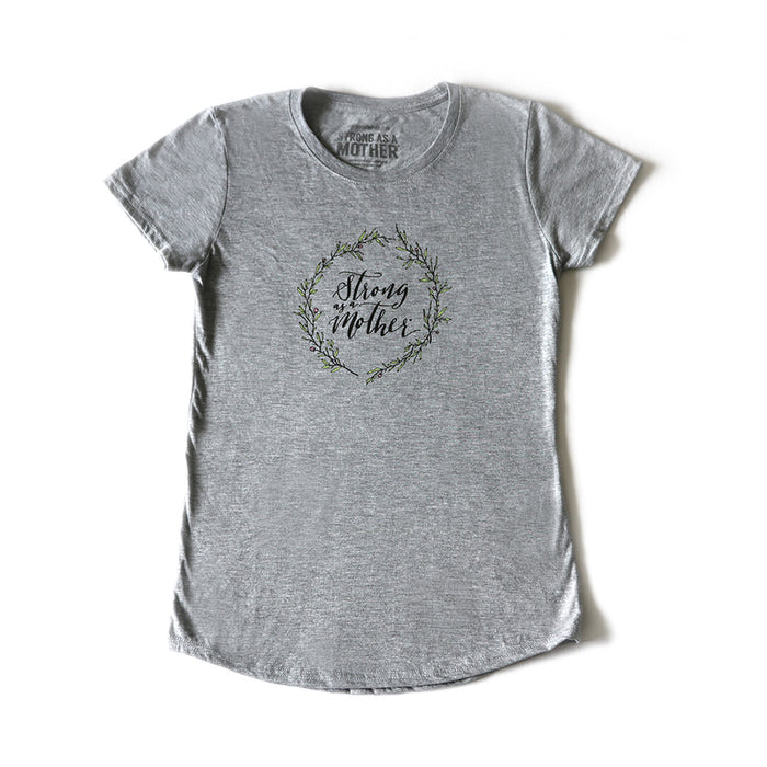 Floral Short Sleeve Women's T-Shirt - Light Grey (with colour print)
