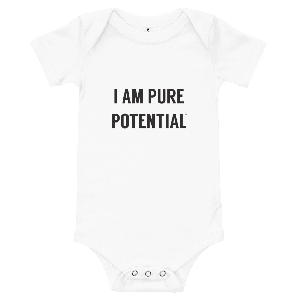 I Am Pure Potential Baby Short Sleeve Onesie - Black Print