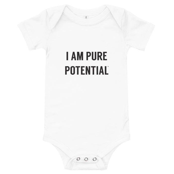 I Am Pure Potential Baby Short Sleeve Onesie - Black Print