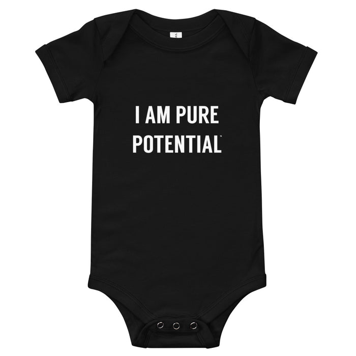 I Am Pure Potential Baby Short Sleeve Onesie - White Print