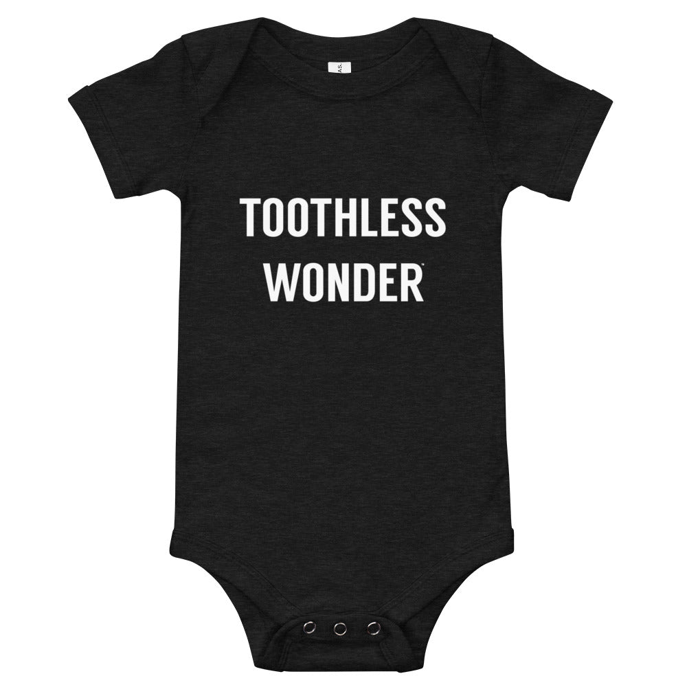 Toothless Wonder Baby Short Sleeve Onesie - White Print